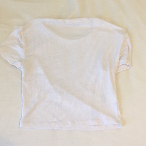 BCBGeneration Solid White Ribbed Crop T-Shirt, XXS - Picture 6 of 8